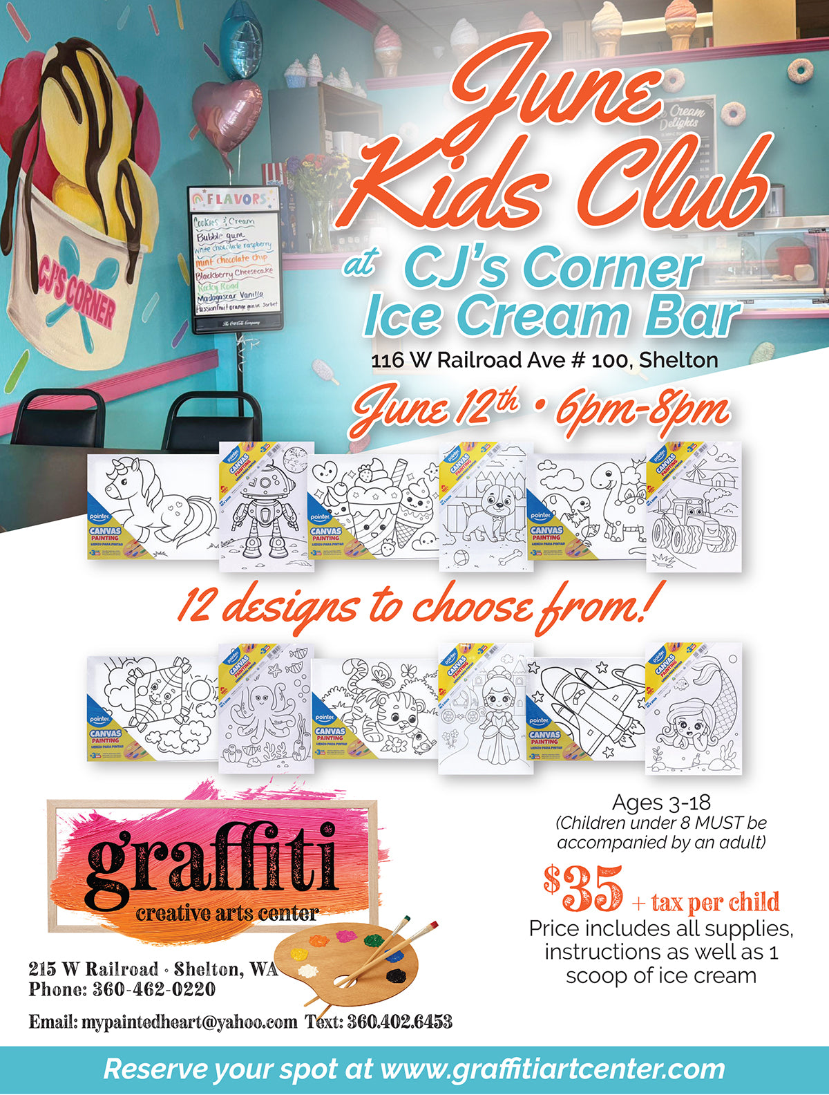 6.12.26 6pm June Kids Club at CJ's Corner Ice Cream Shop
